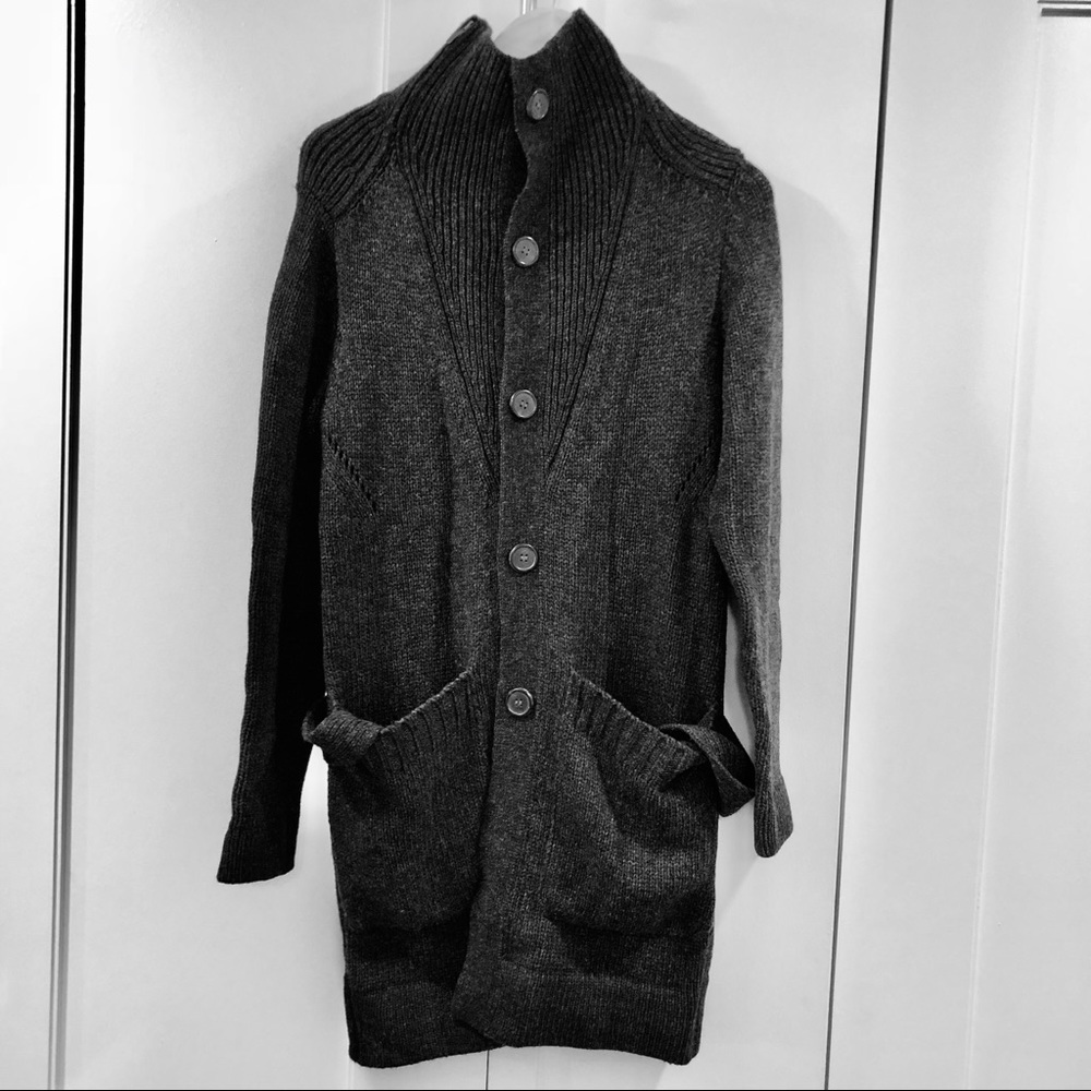 Designer long grey cardigan/sweater